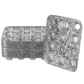 PLASTICPRO Aluminum Foil Muffin Pans Reusable and Disposable, Holds 12 Mini Cupcakes/Muffin foil Pan Pack of 20