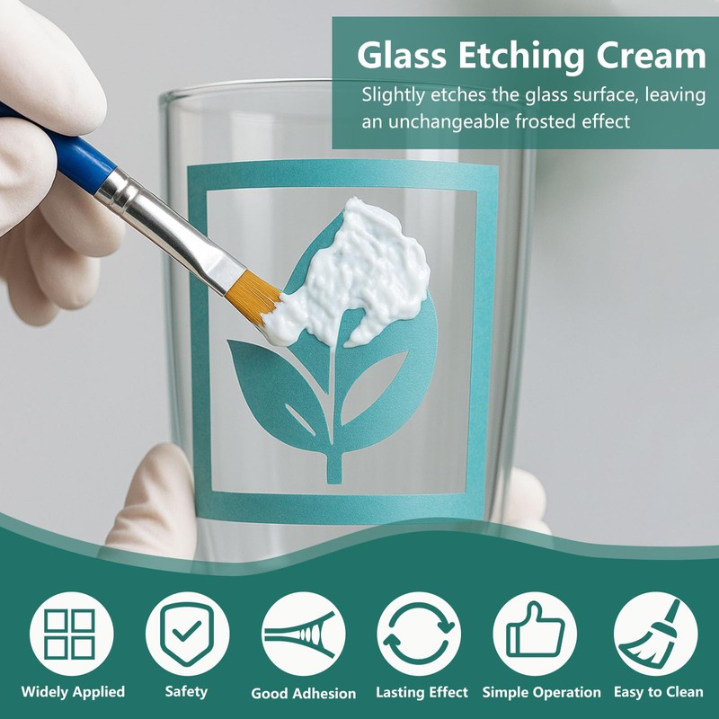 DINGSEN 3.5 oz Glass Etch Paste, Create Beautiful Art in