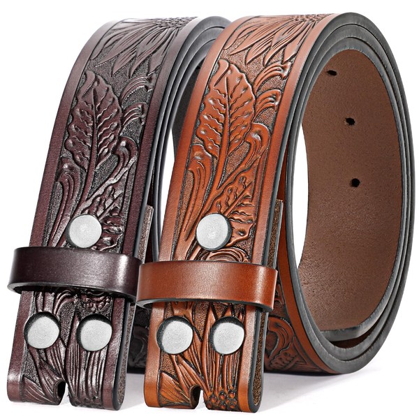 Beltroad 2 Pack Western Leather Belt Strap for Men Women