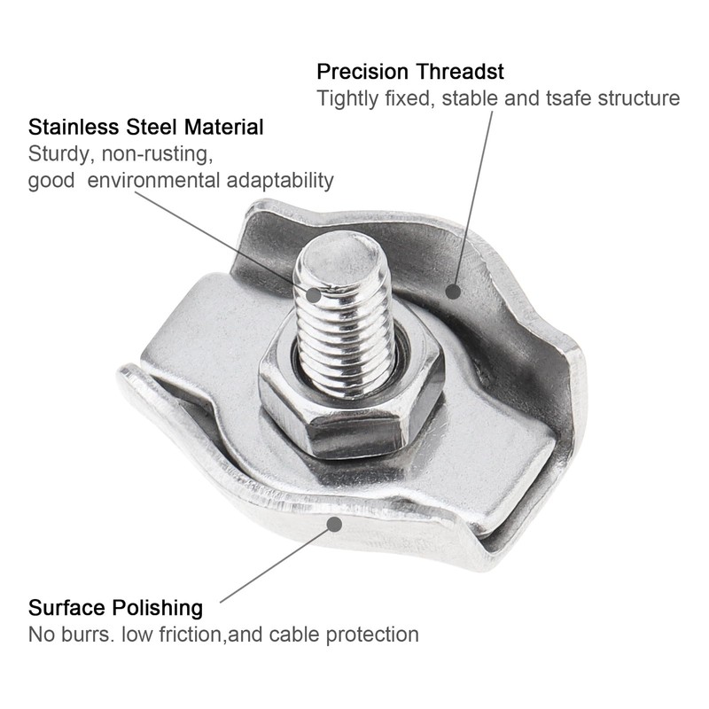 Smgda Wire Clips 20pcs M3 304 Stainless Steel Wire Rope