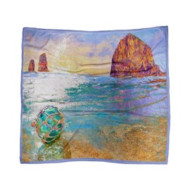 Northwest Art Mall Two Needles Haystack (Cannon Beach, Oregon) Ultra Fleece Bed Sofa Travel Cozy Blanket from Artwork by Artist Lisa Sofia Robinson 50" x 60".