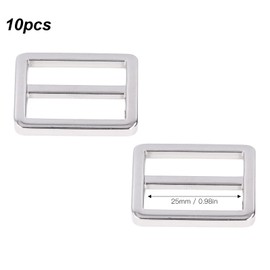 Hapivida Pack of 10 Adjustable Triglides Slides, 25 mm Metal Sliding Buckle, Slider Regulators Belt Sliders for Handmade Bags, Backpack, Luggage Bag, silver
