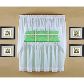 Today's Curtain, Ribbon Eyelet Tier 36", White, 60" W x 36" L