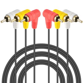 Duttek 90 Degree Right Angle RCA Audio/Video Cable,3 Male to 3 Male RCA Splitter composite video audio A/V AV cable Suitable for 3RCA port between the audio signal or video signal transmission(1.5M)