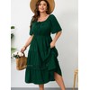RWJ Women's Plus Size Maxi Dress Short Sleeve Square Neck