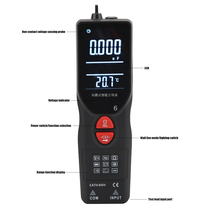 Dual Mode Smart Multimeter Handheld Multifunction Digital DC/AC Voltage Meter