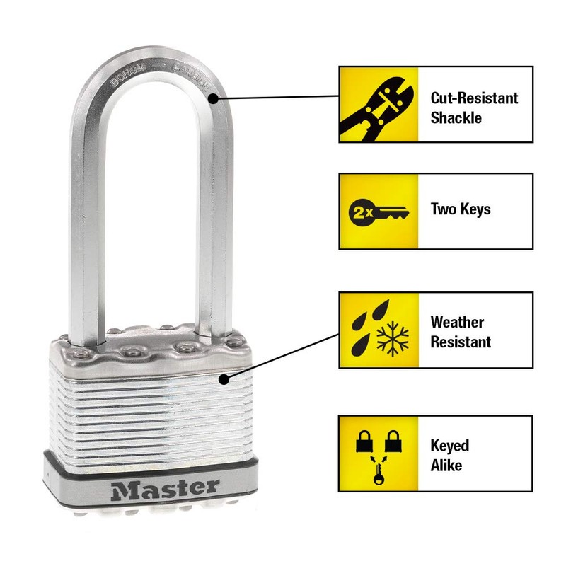 Master Lock M5XTLJ Magnum Heavy Duty Outdoor Padlock with Key,