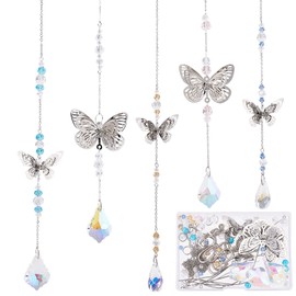 SUNNYCLUE 1 Box DIY 5Pcs Butterfly Garden Suncatchers Sun Catchers Crystal Hanging Filigree Butterflies Suncatcher Making Kit Rainbow Sun Catcher for Window Outdoor Indoor Hanging Pendant Ornament