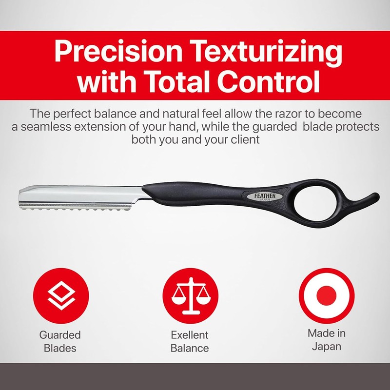 Feather - 7.25-inch Black Styling Razor Handle – The Professional