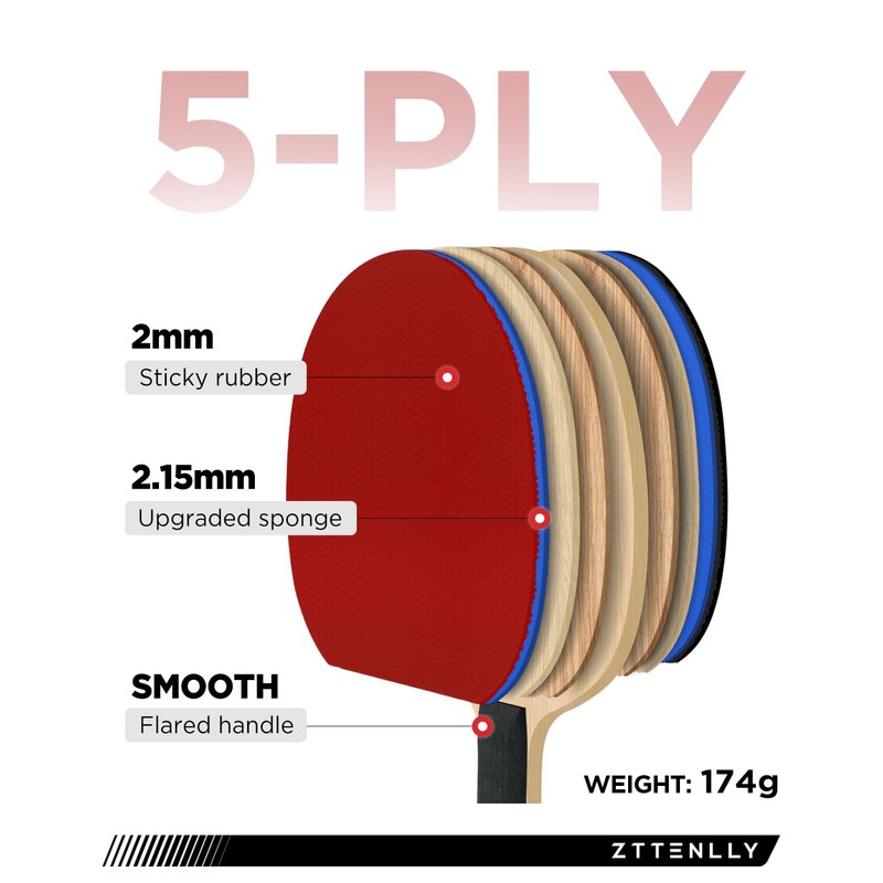 ZTTENLLY Ping Pong Paddle with Carbon Technology | Performance-Series,7-ply Finest