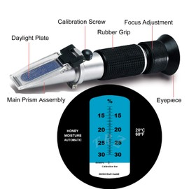 TRZ Honey Refractometer Honey Moisture 12 to 30%，Designed for The Inspection of Moisture Content of Honey, calibrating Liquids and Measuring accurately.