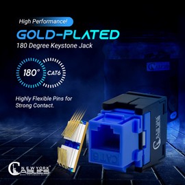 NewYork Cables cat 6 Keystone Jack 180 Degree Punchdown Ethernet Wall Jack for Patch Panels Wall Plates