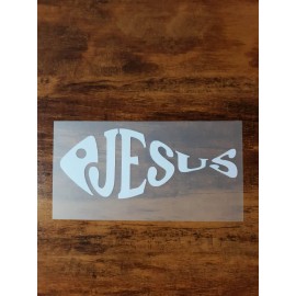 Unbranded CHRISTIAN JESUS FISH WHITE VINYL WINDOW DECAL