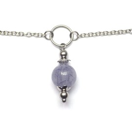 Stainless steel ladies' anklet chain with pendant in blue quartz beads