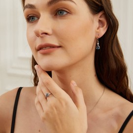 Teardrop Leverback Earrings for Women|925 Sterling Silver 7 * 9mm Pear Shaped Rainbow CZ Dangle Earrings|Elegant Wedding Hypoallergenic Jewelry Gifts