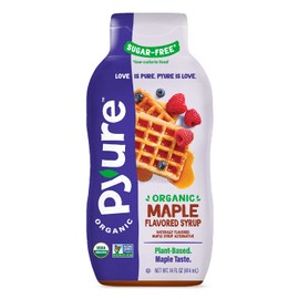 Pyure Organic Maple Flavored Syrup | Sugar-Free Maple Syrup for Pancakes, Waffles, Keto Desserts | 2g Net Carbs, Gluten-Free, Vegan, Plant-Based, Non-GMO, Diabetic Friendly | 14 oz Bottle