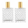 ConStore 2pcs 100ml Square Grids Carved Perfume Bottles Clear Glass