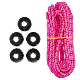 West Coast Paracord Ball Bungee Kits - 10 Feet - 1/8 Shock Cord - Plastic Ends - Indoor and Outdoor Uses (Neon Pink w/Black X)
