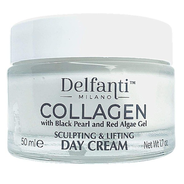 Delfanti-Milano • COLLAGEN SCULPTING AND LIFTING Day Face Cream • Face and Neck Moisturizer with BLACK PEARL and RED ALGAE GEL• Made in Italy