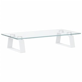 YLIEHS Ergonomic Tempered Glass Monitor Stand with Extra Storage, Modern Design, Durable Metal Frame, 15.7" x 7.9" x 3.1"