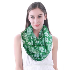 Lina & Lily St Patricks Day Irish Clover Women's Loop Scarf Tube Scarf, green, white