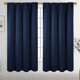 Diraysid Navy Blue Blackout Curtains for Bedroom and Living Room Thermal Insulated Room Darkening Curtains Drapes, 52 x 63, 2 Panels