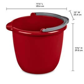 Sterilite 10 Qt Spout Pail with Handle, Bucket for Household Cleaning, Washing The Car, and Mopping, Spout to Easily Pour Water, Red, 36-Pack