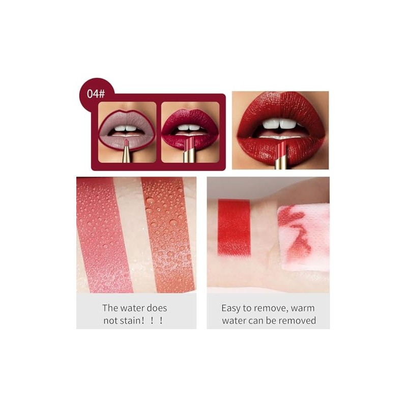 Lápiz Labial 2 En 1 Resistente Al Agua, Delineador De