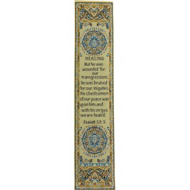 Healing, Woven Fabric Christian Bookmark, by His Stripes We are Healed, Silky Soft Isaiah 53:5 Flexible Bookmarker for Novels Books and Bibles, Traditional Turkish Woven Design, Memory Verse Gift
