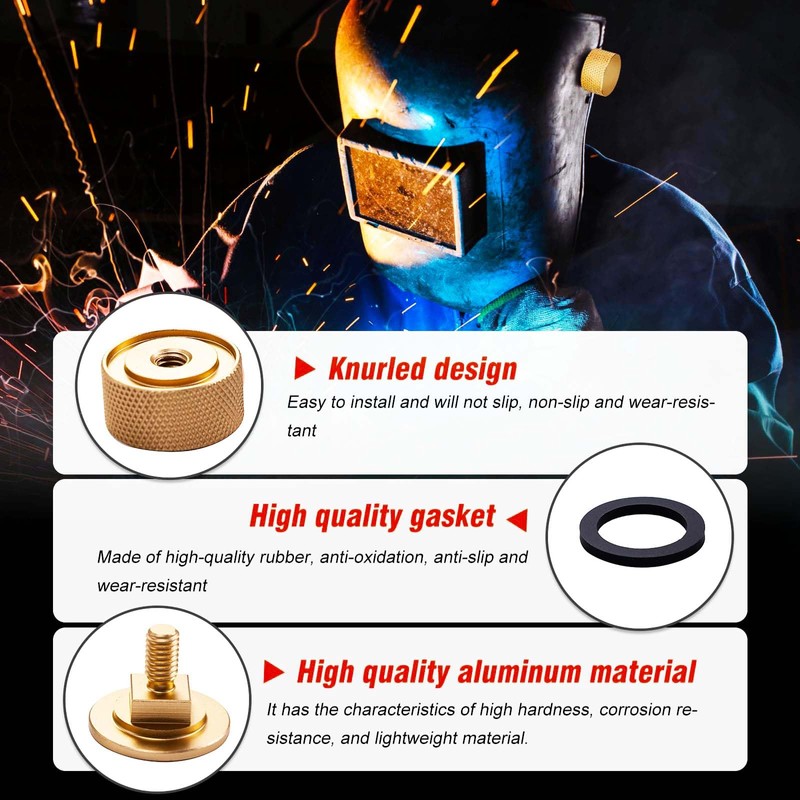 4 Pack Aluminum Alloy Welding Helmet Fasteners with Non-Slip Silicone