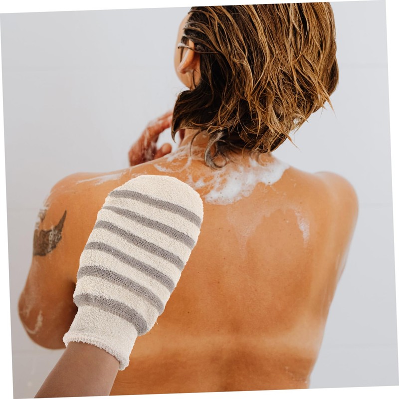 Healvian 3pcs Exfoliating Bath Mitts Dual-sided Scrubbing Gloves for Gentle