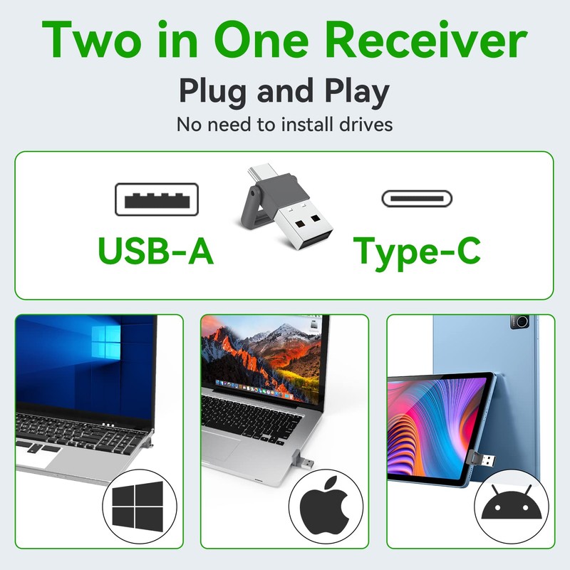 MIPREZT Rechargeable Presentation Clicker Wireless with Green Laser Pointer for