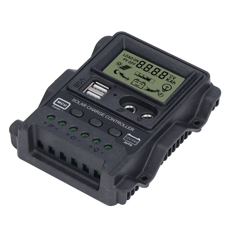 Dual USB Solar Charge Controller ABS LCD Display PWM Charging
