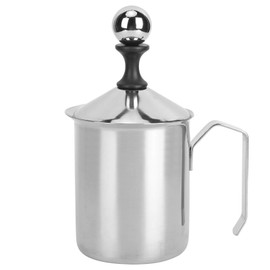 Manual Milk Frother, Hand Pump Frother Manual Milk Creamer Stainless Steel Coffee Frothing Foam Maker Pitchers Steamer Cup with Double Filter Foamer for Cappuccino Chocolate Macchiato Home Office