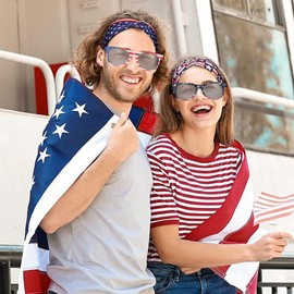 LGFKJNNJ 4th of July Sunglasses for Women Men 4 Pairs American Flag Glasses, Fourth of July USA Tops Accessories, Outfits Independence Day Patriotic Decoration