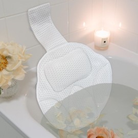Ultra-Comfort Bathtub Pillow - 2 Sizes, Extra Thick & Soft, Quick-Dry, Anti-Detachment and Anti-Slip Suction Cups, Universal Fit for All Bathtubs, Machine Washable (Regular Size)
