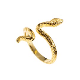 Gold Snake Ring - Adjustable Snake Ring 925 Sterling Silver - Detailed Snake Design - Open Ring Gold - 18K Gold Plated - Gift Idea, Sterling Silver, No Gemstone