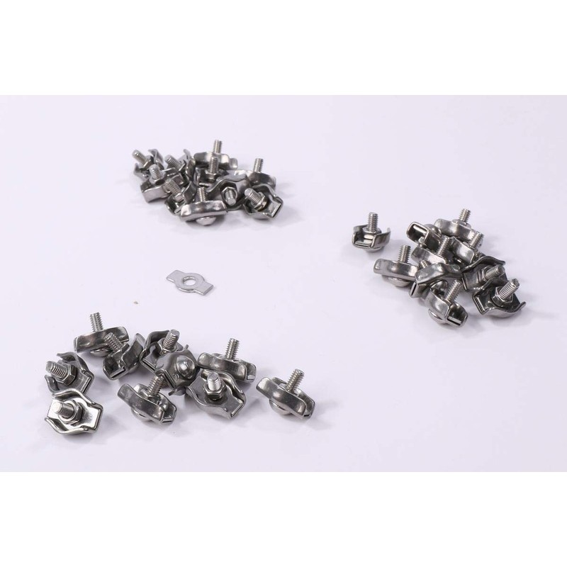 Elizabeth 304 Stainless Steel Single Wire Rope Clips 30pcs (Fits