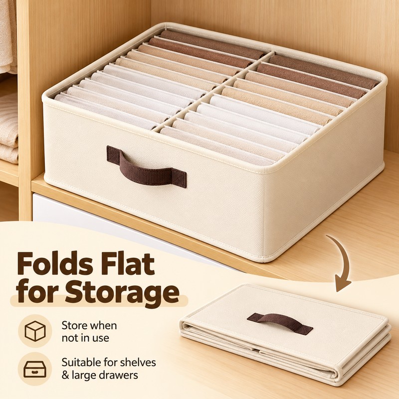 Foldable Wardrobe Organizer for Clothes & Pants – 16/24-Grid Storage
