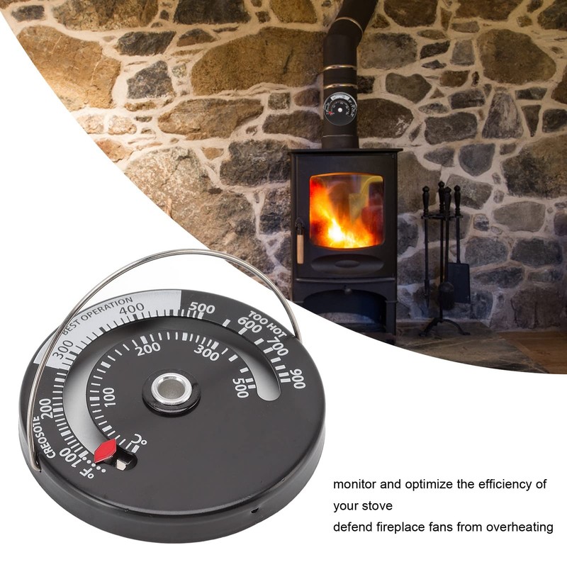 Stove Temperature Display, Magnetic Fireplace Thermometer, Fireplace Thermometer, Aluminium Alloy