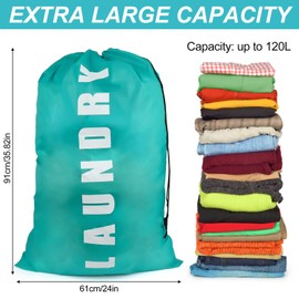 Large Laundry Bag, 1 Piece, 24 x 36 Inch Portable Travel Laundry Bags with Drawstring, Laundry Bags for Dirty Laundry, Perfect for Home, Travel, Holiday, Camping, Caravan, Dorm (Blue)