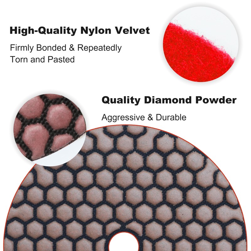 Waies 125 mm Grit 200 Diamond Sanding Pad for Dry