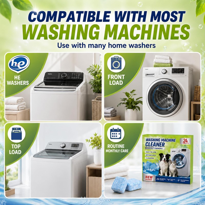 24PCS Washing Machine Cleaning Tablets, Deep Cleaning Washer Cleaner, Fragrance-Free