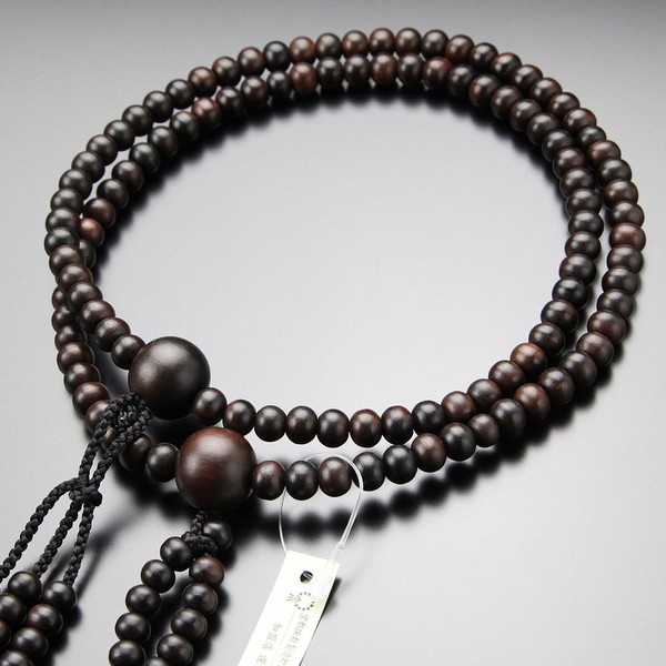 [Special Price] Nichiren Buddhist Beads for Men, Shakuni, Banded Ebony (Matted), Pure Silk Brahtenbo (Black)【Real Beads Kyoto 108 Beads, Hokke Ebony, 2 Shakes, 2 Wheels, Funeral, Memorial Services,