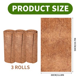 Tortoise Bedding Coconut Fiber – 3Rolls (19.7" x 11.8") Natural Eco-Friendly Reptile Carpet, Breathable Tortoise Substrate, Soft Snake Bedding, Reptile Mat for Leopard Gecko, Lizard, Turtle & Iguana