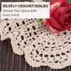 kilofly Crochet Cotton Lace Placemats Doilies 4pc, Oval, Beige, 7.8