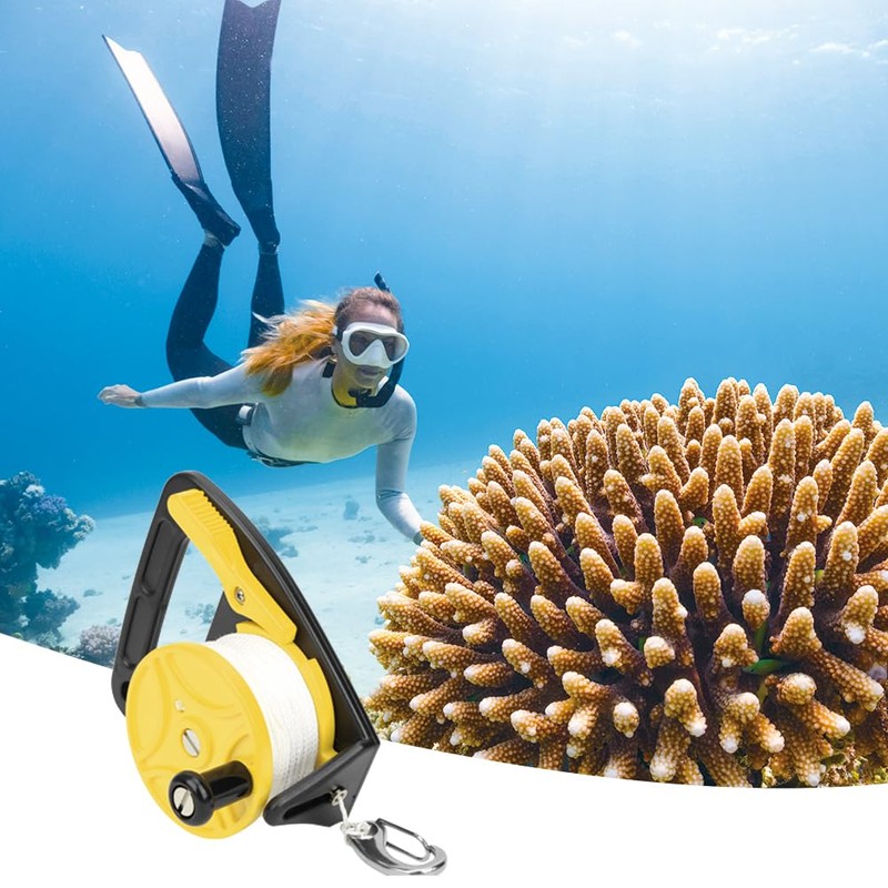 Lwuey Dive Reel with Thumb Stopper,150ft Scuba Ratchet Diving Spool