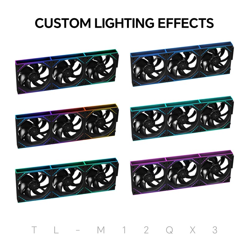 TL-M12Q X3 120mm PC Case Cooling Fans,Daisy-Chain Connection | 2000RPM