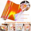 WRAPXPERT Holographic Vinyl Roll Orange, Holographic Permanent Vinyl Orange Glossy