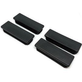 4-Piece Lexziuo 1" x 2" Rectangular Black Plastic End Caps for Pipe Tubing and Chair Legs